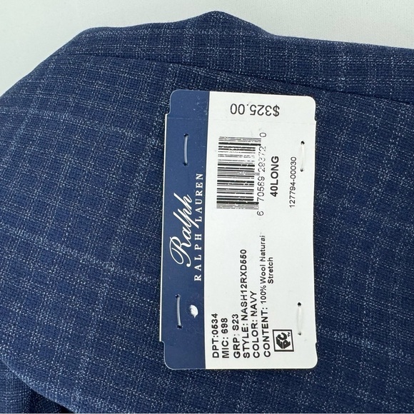 NWT RALPH by RALPH LAUREN Navy CHECK Classic Fit Wool Suit  40 LONG $325 - Picture 5 of 13